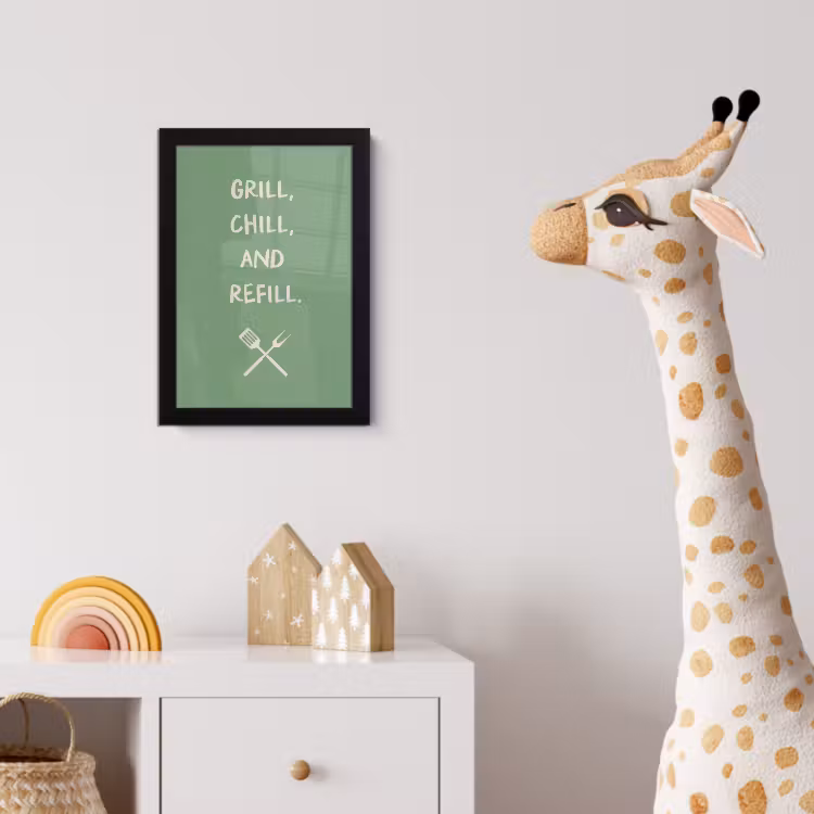Grill - Groen - Zomer - Quote fotolijst zwart zonder passe partout klein -usfeer4_kinderkamer