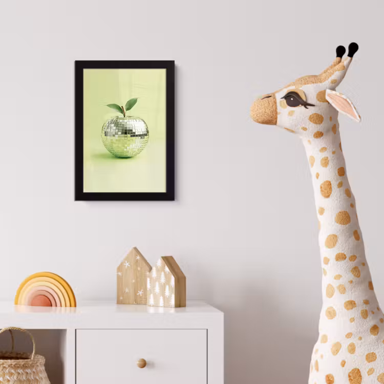 Groen - Disco - Decoratie - Appel fotolijst zwart zonder passe partout klein -usfeer4_kinderkamer