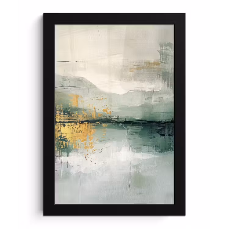 Groen - Modern - Abstract - Goud fotolijst zwart zonder passe partout klein -3d