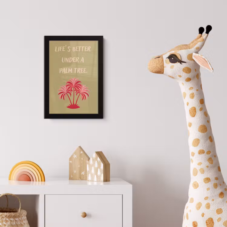 Groen - Zomer - Quote - Palmboom fotolijst zwart zonder passe partout klein -usfeer4_kinderkamer