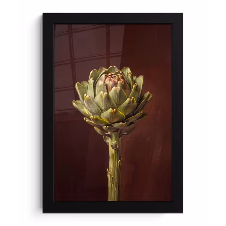 Poster met lijst - Groente - Artisjok - Groen - Groente - Artisjok - Groen fotolijst zwart zonder passe partout klein