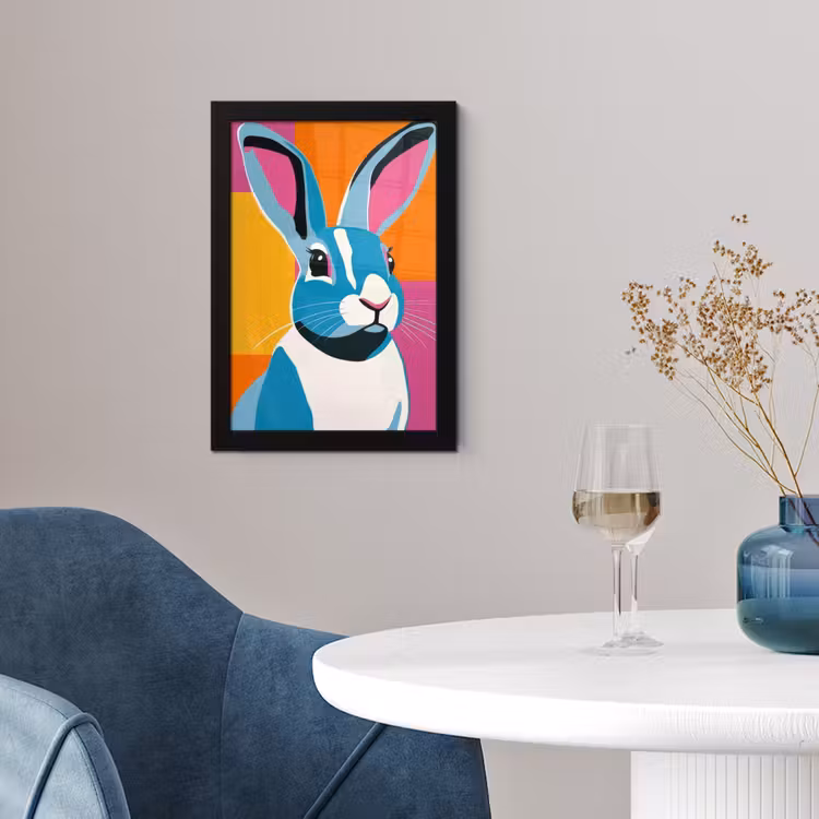 Haas - Kleurvakken - Oren - Roze fotolijst zwart zonder passe partout klein -sfeer4