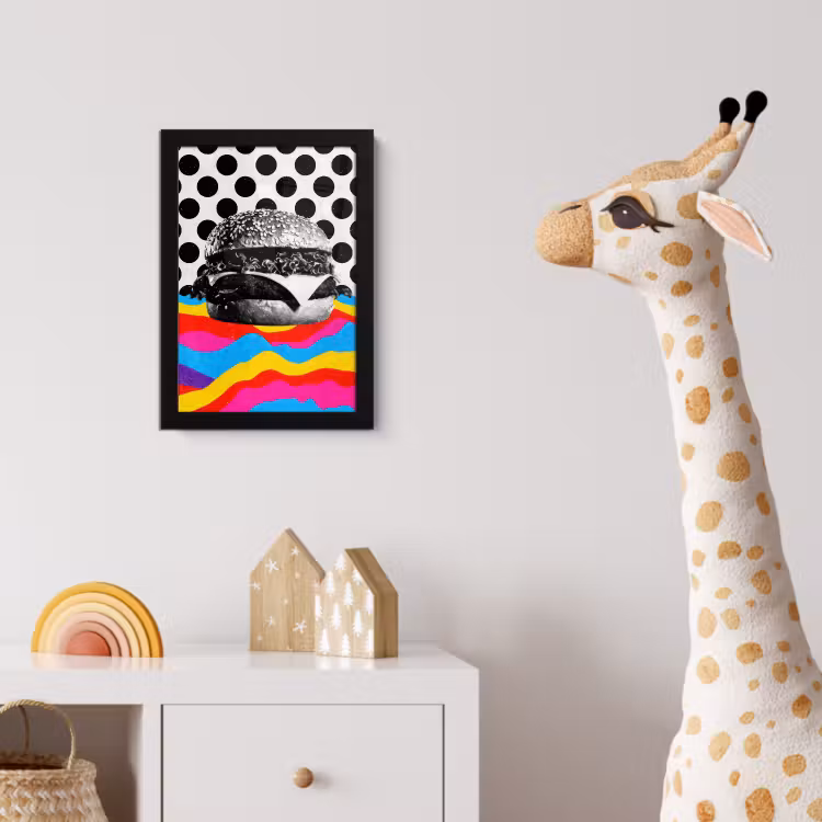 Hamburger - Stippen - Golven - Kleuren fotolijst zwart zonder passe partout klein -usfeer4_kinderkamer