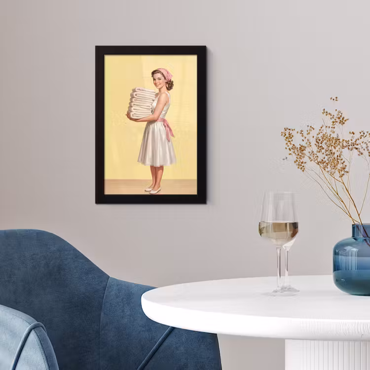 Handdoeken - Vrouw - Jurk - Roze fotolijst zwart zonder passe partout klein -sfeer4