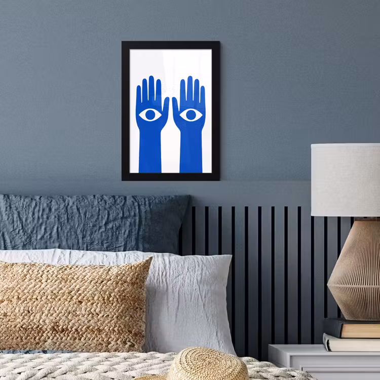 Handen - Twee - Ogen - Blauw fotolijst zwart zonder passe partout klein -sfeer3