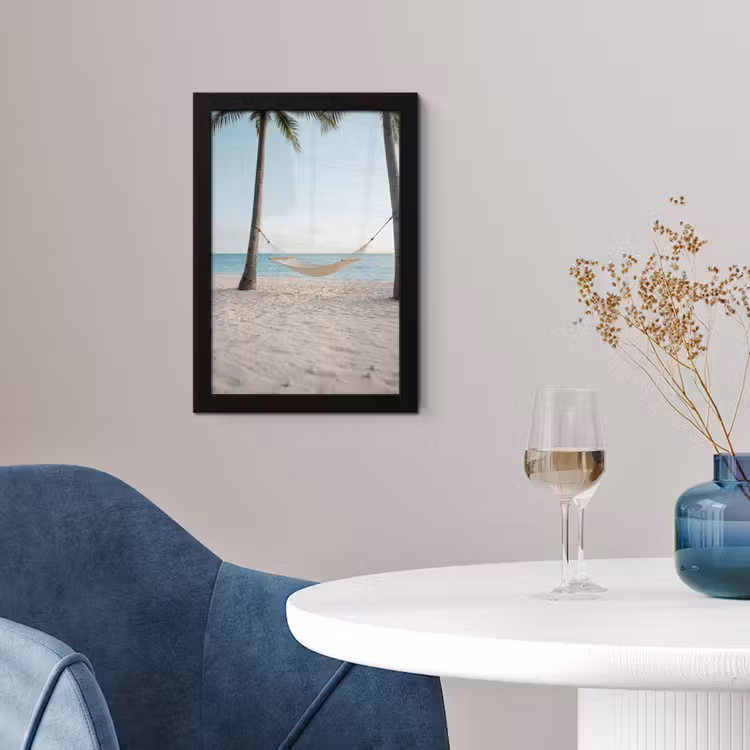 Hangmat - Strand - Wit fotolijst zwart zonder passe partout klein -sfeer4