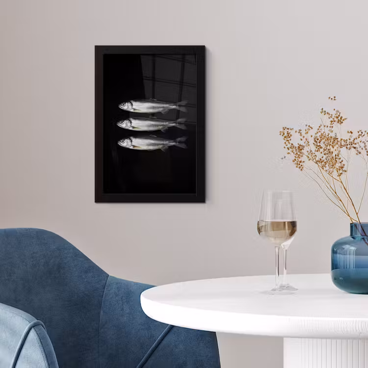 Haring - Vissen - Zwart fotolijst zwart zonder passe partout klein -sfeer4