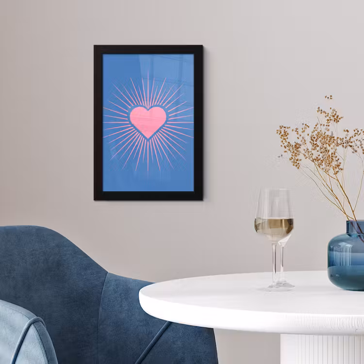 Hart - Stralen - Liefde - Modern - Roze fotolijst zwart zonder passe partout klein -sfeer4