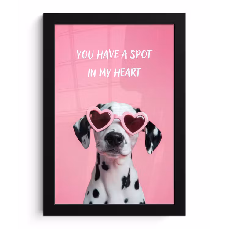 Hartjes - Hond - Valentijn - Roze fotolijst zwart zonder passe partout klein -3d