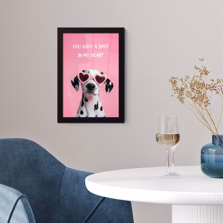 Hartjes - Hond - Valentijn - Roze fotolijst zwart zonder passe partout klein -sfeer4