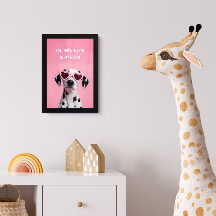 Hartjes - Hond - Valentijn - Roze fotolijst zwart zonder passe partout klein -usfeer4_kinderkamer