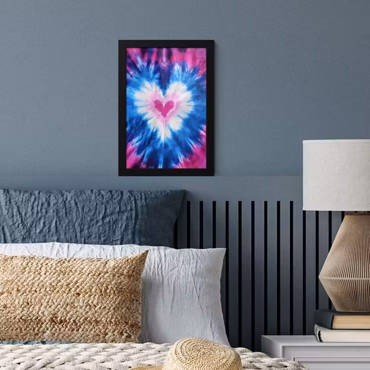 Hartvormig - Tie dye - Paars fotolijst zwart zonder passe partout klein -sfeer3