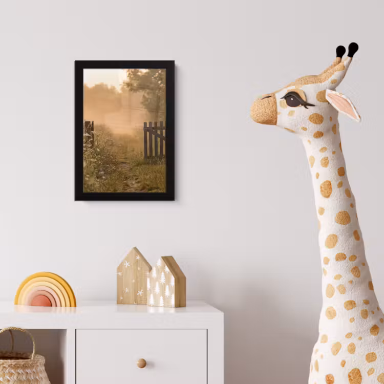 Hek - Natuur - Mist - Veld fotolijst zwart zonder passe partout klein -usfeer4_kinderkamer