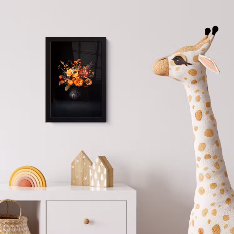 Herfst - Boeket - Oranje fotolijst zwart zonder passe partout klein -usfeer4_kinderkamer