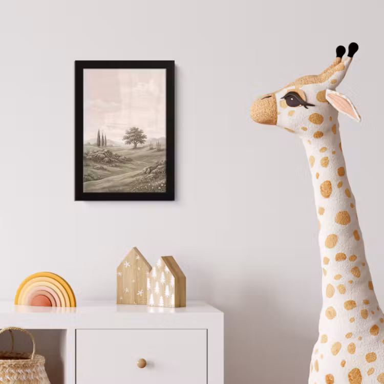Heuvellandschap - Bomen - Natuur - Groen fotolijst zwart zonder passe partout klein -usfeer4_kinderkamer