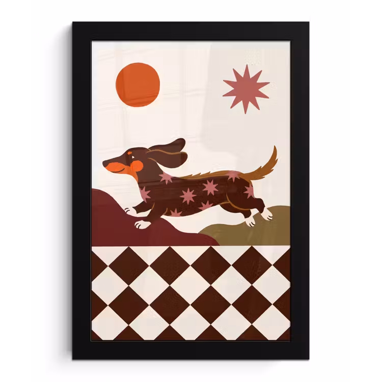 Hond - Abstract - Dieren - Modern - Bruin fotolijst zwart zonder passe partout klein -3d