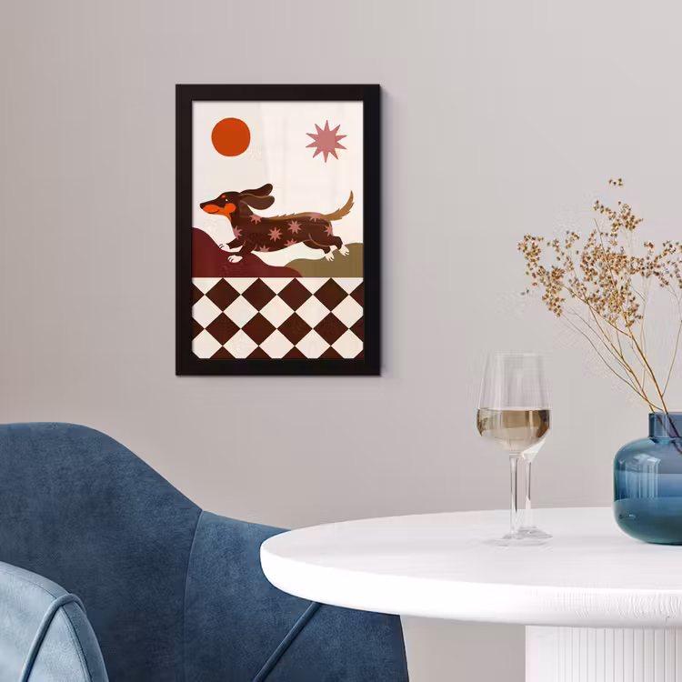 Hond - Abstract - Dieren - Modern - Bruin fotolijst zwart zonder passe partout klein -sfeer4