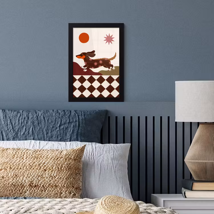 Hond - Abstract - Dieren - Modern - Bruin fotolijst zwart zonder passe partout klein -sfeer3