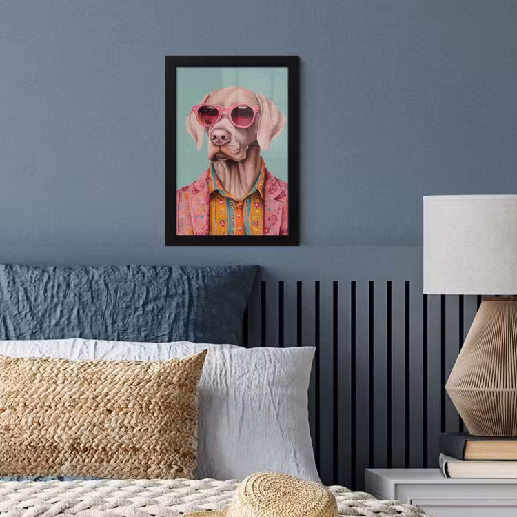 Hond - Overhemd - Bloemen - Bril fotolijst zwart zonder passe partout klein -sfeer3