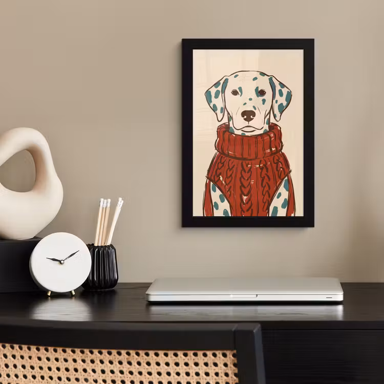 Hond - Trui - Winter - Dieren - Rood fotolijst zwart zonder passe partout klein -sfeer1