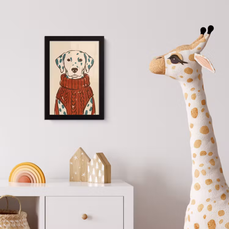 Hond - Trui - Winter - Dieren - Rood fotolijst zwart zonder passe partout klein -usfeer4_kinderkamer