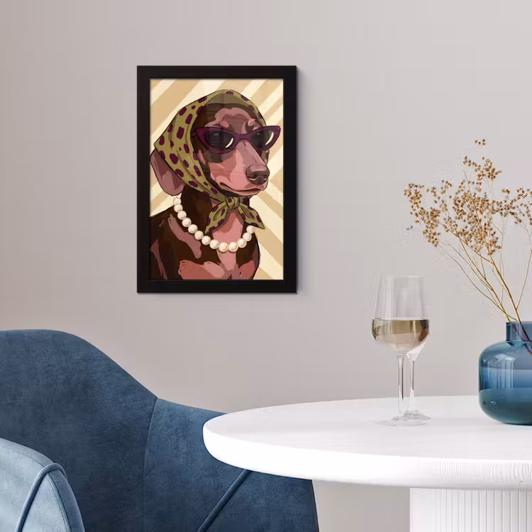 Hond - Zonnebril - Hoofddoek - Dieren - Modern fotolijst zwart zonder passe partout klein -sfeer4