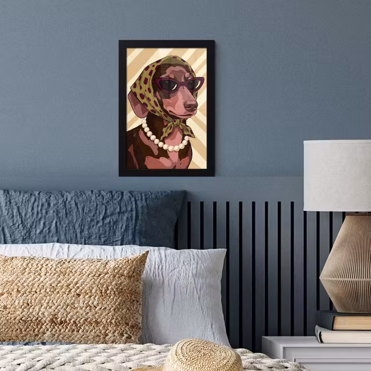 Hond - Zonnebril - Hoofddoek - Dieren - Modern fotolijst zwart zonder passe partout klein -sfeer3