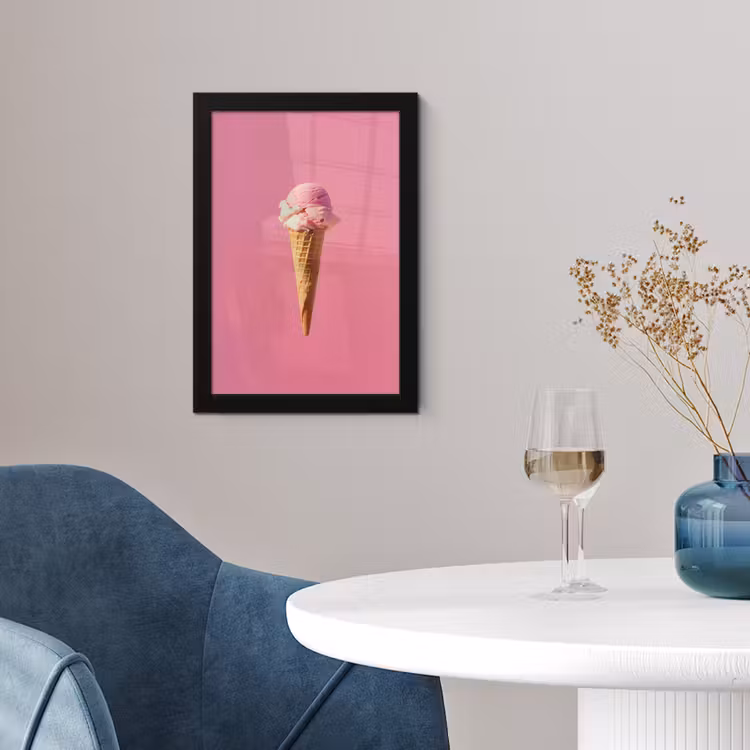 Hoorntje - Schepijs - Roze fotolijst zwart zonder passe partout klein -sfeer4