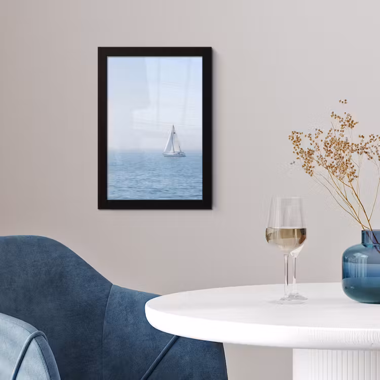 Horizon - Zeilboot - Zee fotolijst zwart zonder passe partout klein -sfeer4