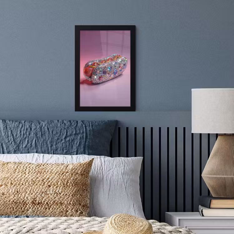 Hotdog - Steentjes - Glitters - Paars fotolijst zwart zonder passe partout klein -sfeer3