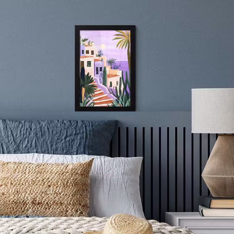 Huizen - Minimalistisch - Palmbomen - Kust fotolijst zwart zonder passe partout klein -sfeer3