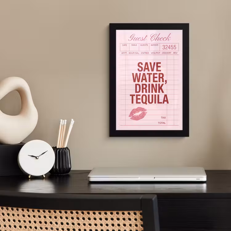 Humor - Drank - Tekst - Roze fotolijst zwart zonder passe partout klein -sfeer1
