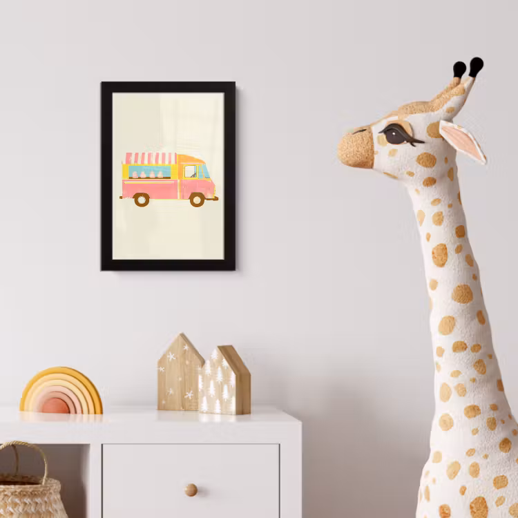 Ijskar - Retro - Softijsjes - Roze fotolijst zwart zonder passe partout klein -usfeer4_kinderkamer