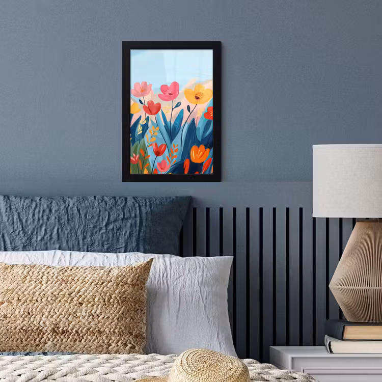 Illustratie - Bloemen - Kleurrijk fotolijst zwart zonder passe partout klein -sfeer3