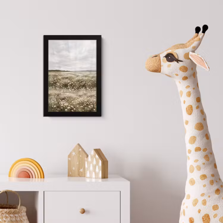 Illustratie - Landschap - Wit fotolijst zwart zonder passe partout klein -usfeer4_kinderkamer