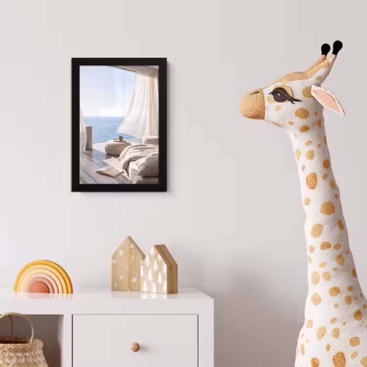 Interieur - Zeezicht - Modern - Rust - Beige fotolijst zwart zonder passe partout klein -usfeer4_kinderkamer