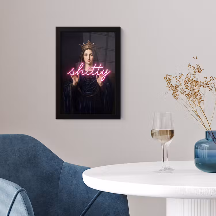 Ironisch - Tekst - Neon fotolijst zwart zonder passe partout klein -sfeer4