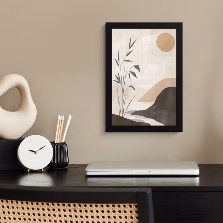 Japandi - Landschap - Beige fotolijst zwart zonder passe partout klein -sfeer1