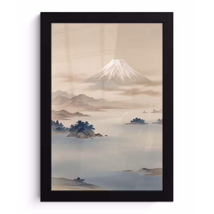 Japans - Landschap - Beige fotolijst zwart zonder passe partout klein -3d