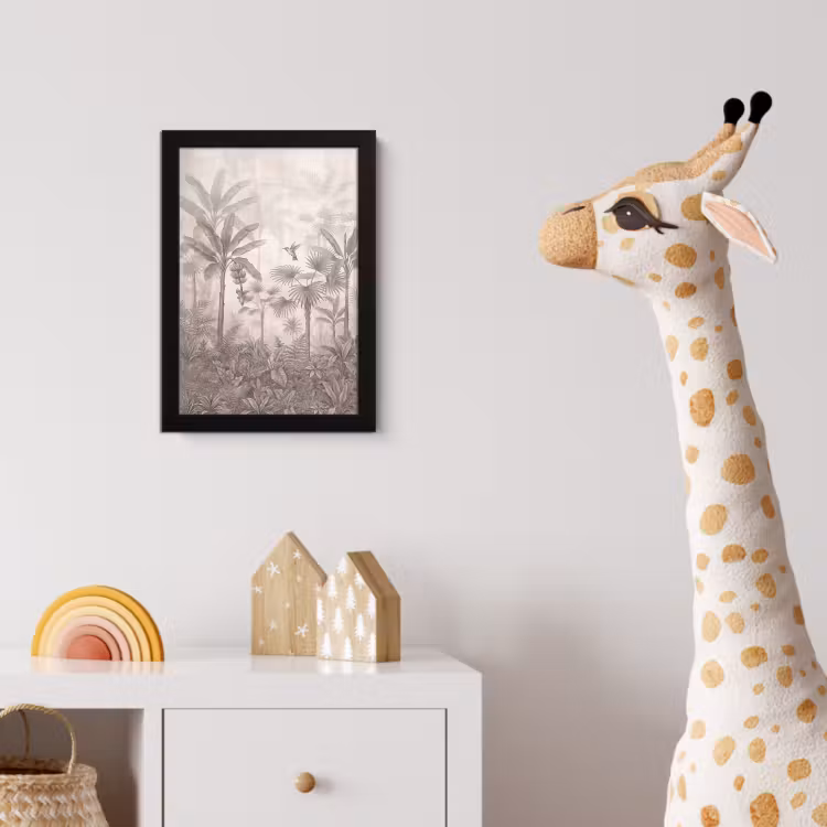 Jungle - Banenboom - Kolibrie - Beige fotolijst zwart zonder passe partout klein -usfeer4_kinderkamer