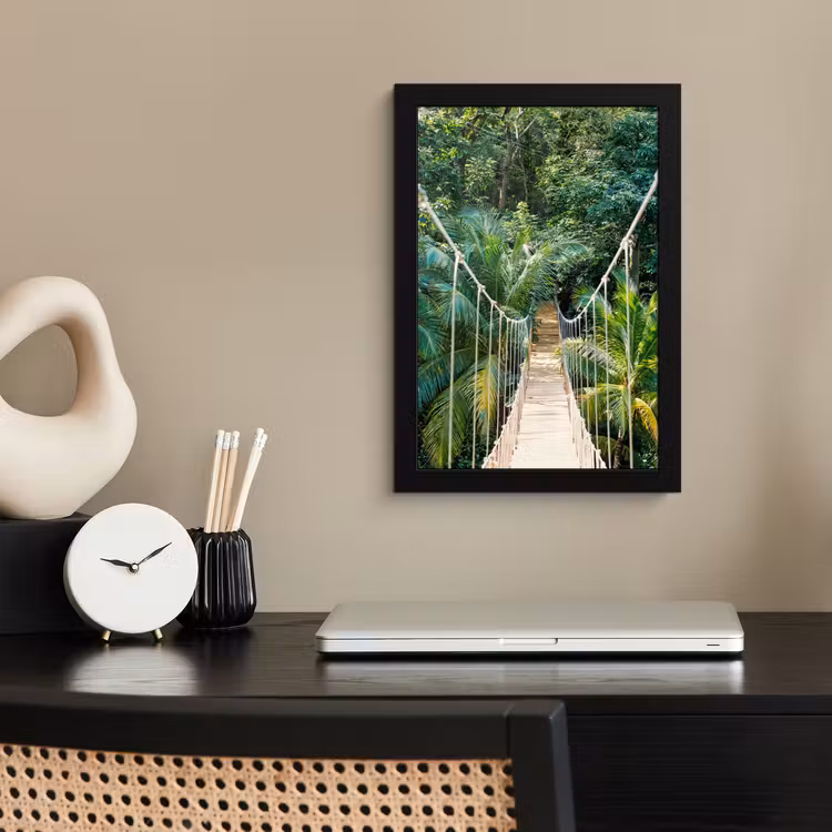 Jungle - Palmboom - Brug - Natuur - Planten fotolijst zwart zonder passe partout klein -sfeer1