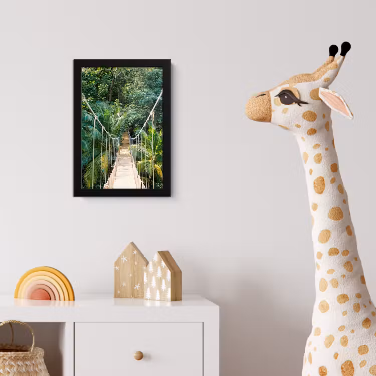 Jungle - Palmboom - Brug - Natuur - Planten fotolijst zwart zonder passe partout klein -usfeer4_kinderkamer