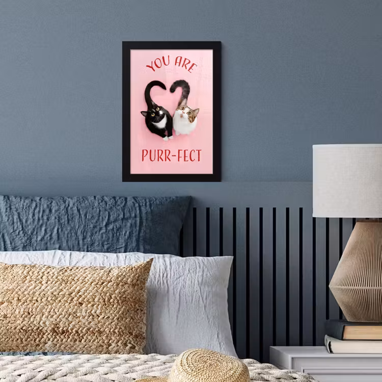 Kat - Hart - Tekst - Valentijn fotolijst zwart zonder passe partout klein -sfeer3