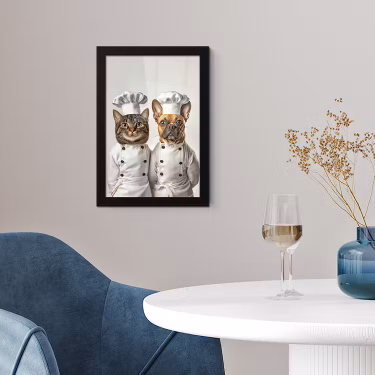 Kat - Hond - Kokskleding fotolijst zwart zonder passe partout klein -sfeer4