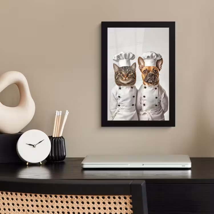 Kat - Hond - Kokskleding fotolijst zwart zonder passe partout klein -sfeer1