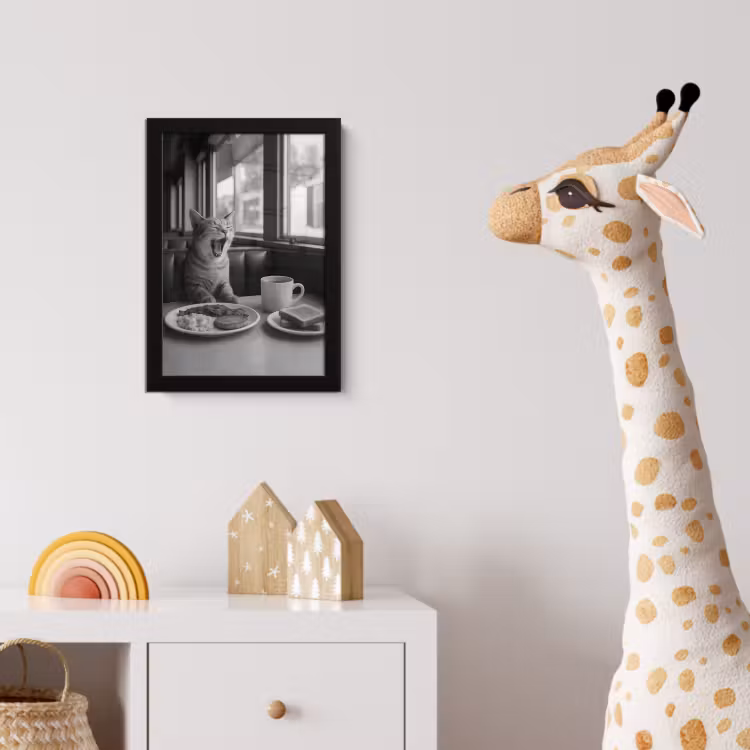 Kat - Koffie - Brood - Zwart fotolijst zwart zonder passe partout klein -usfeer4_kinderkamer