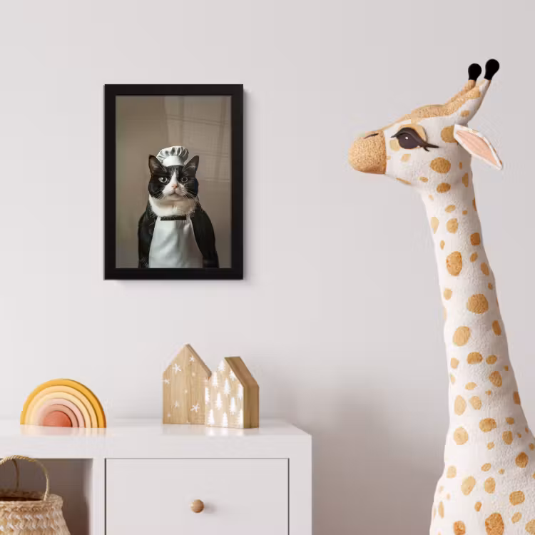 Kat - Kokskleding - Zwart - Wit fotolijst zwart zonder passe partout klein -usfeer4_kinderkamer