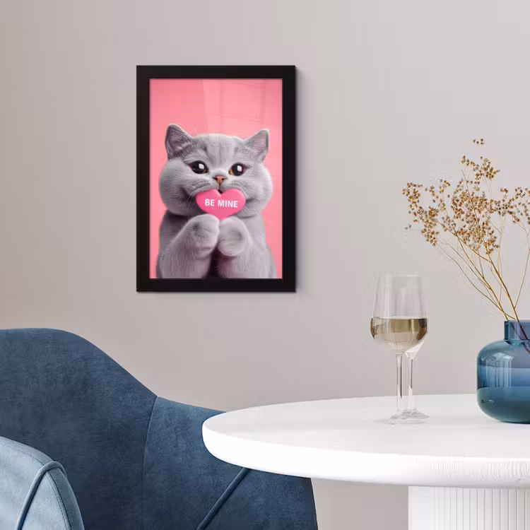 Kat - Valentijn - Roze - Liefde fotolijst zwart zonder passe partout klein -sfeer4