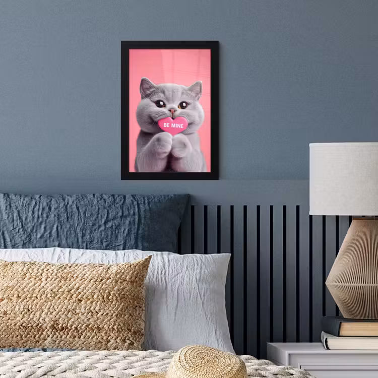 Kat - Valentijn - Roze - Liefde fotolijst zwart zonder passe partout klein -sfeer3