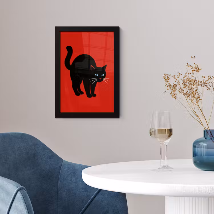 Kat - Zwart - Staart fotolijst zwart zonder passe partout klein -sfeer4